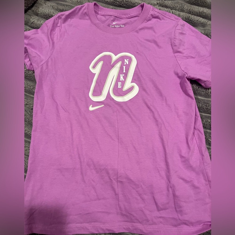 Nike Purple Kids' Short Sleeve Tee with White Script Logo